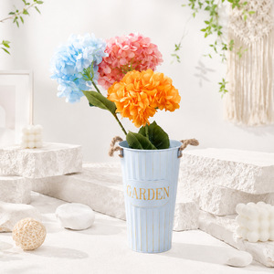 Hortensia en soie à 90 pétales, style Wabi-sabi, à faible saturation, couleur Morandi, à tige unique, fabriqué en Chine, centre de table, fleur artificielle - Product Image 2