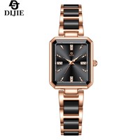 Jam Tangan Kuarsa Bergaya Minimalis Mewah Ringan Berlapis Berlian Persegi, Tahan Air, Trendi, Serbaguna, dan Elegan