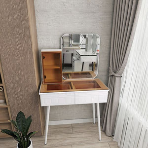 Moderne compacte houten kaptafel met verlichte spiegel en verstelbaar ontwerp, eenvoudige installatie voor de woonkamer - Product Image 4