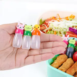 Orealmi garrafa de molho japonês bento, embalagem portátil de molho de animal dos desenhos animados, recipiente de molho de coelho, sapo, pato, mini garrafa de molho, 3 peças