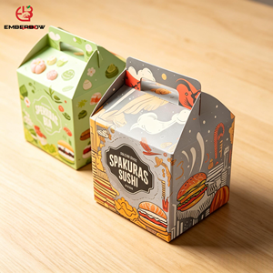 EBB Disposable Fried Chicken Burger Fries Box Custom Kraft Paper Fast Food Packaging With <b>Handle</b> Four-Color Printing - Product Image 1