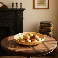Panier de rangement en bambou écologique moderne avec design multifonctionnel pour le rangement en cuisine, ovale et rond