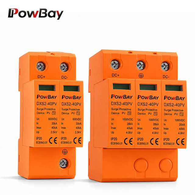 T2 Solar PV DC Surge Protector 2P 20KA 40KA 500V 600V 1000V Lightning Protection Device