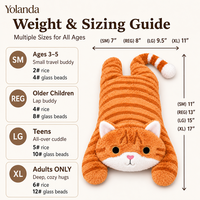 Nouvelle coussinette de soutien pour les genoux en peluche douce et longue, motif chat mignon, lestée, pour enfants