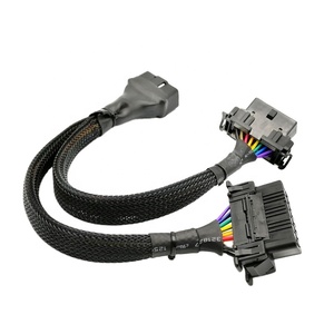 สายต่อขยาย OBD2 แบบตัวผู้เป็นตัวเมียคู่ แบบงอ 16 พิน สำหรับเชื่อมต่ออะแดปเตอร์แปลง <span class=keywords><strong>OBD</strong></span> <span class=keywords><strong>2</strong></span> แบบ 1 ต่อ <span class=keywords><strong>2</strong></span> - Product Image 1