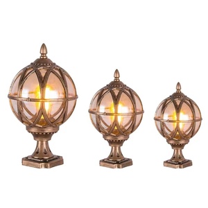 Lampe solaire extérieure à pilier, cadre bronze, globe acrylique, LED blanc chaud 3500K Ra80 IP65, dimmable, montage encastré, aucun assemblage requis - Product Image 2