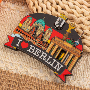 Imanes de nevera de aleación de madera personalizados y duraderos de Berlín, Alemania, con el Puerta de Brandenburgo, recuerdo de viaje, marco magnético para fotos, decoración del hogar - Product Image 3