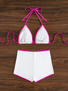Ensemble de maillots de bain pour femmes, vêtements de plage, haut dos nu à bretelles + <span class=keywords><strong>short</strong></span>, style <span class=keywords><strong>maillot</strong></span> de bain léger, <span class=keywords><strong>maillot</strong></span> de bain de plage - Product Image 4