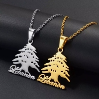 Offre Spéciale Liban Cèdre Pendentif Collier 18k Plaqué Or En Acier Inoxydable Étanche Pendentif Collier Support Liban Bijoux