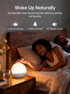 <span class=keywords><strong>Réveil</strong></span> Lumineux avec Machine à Bruit Blanc : Lumière <span class=keywords><strong>Réveil</strong></span> - Horloge à Intensité Réglable avec Haut-Parleur Bluetooth pour Chambre - 25 Sons Apaisants - Product Image 2