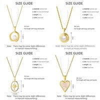 XL23336 Collier en acier inoxydable plaqué or 18 carats étanche et non terni avec pendentif en forme de cœur et de coquillage pour femme