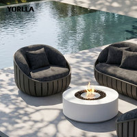 Ensemble de canapés à lattes en aluminium robuste pour hôtels et complexes, résistant aux intempéries, mobilier de salon type cocon