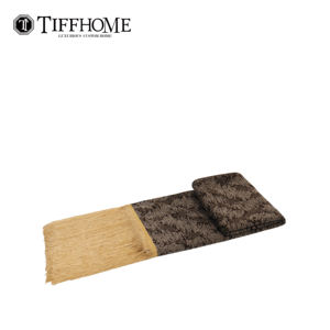 Manta de Cachemira TIFFHOME de Lujo, Color Marrón con Patrón Sutil, Texturizada, con Flecos Beige Claro, <span class=keywords><strong>para</strong></span> Sofá, Sillón o Dormitorio - Product Image 3