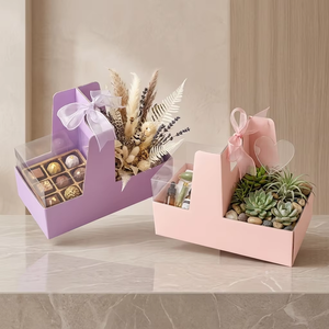 Scatola per Fiori e Torte in Cartone Ondulato Riciclabile, Contenitore Portatile a L in Carta per Confezioni Regalo di Lusso, Imballaggio Sostenibile per Pasticceria - Product Image 5
