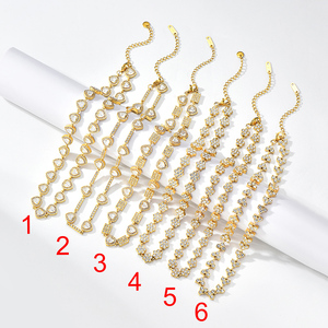 Collier à chaîne avec pendentif en zircon multicolore, plaqué or 18 carats, en acier inoxydable, bijoux pour mariage, fête, tenue de mariée - Product Image 4