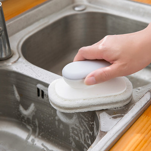 Sponge Cleaning Brush For Kitchen Sink Bathtub Tile Floor Pots And Pans Household Cleaning Tool With Soft Pad Pink Gray Green - Product Image 3