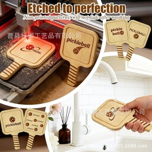 Wooden Pickleball Racket Coaster Solid Wood Insulation Drink <b>Mat</b> For Home <b>Bar</b> Use - Product Image 3