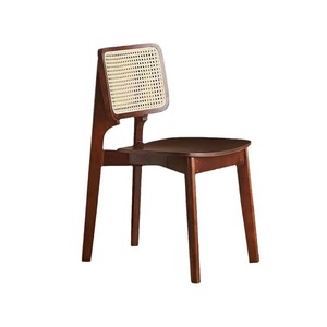 Nordic Style Solid Wood <b>Chair</b> With Rattan Back Upholstered Seat For <b>Dining</b> Room Living Room Casual Modern Design - Product Image 5