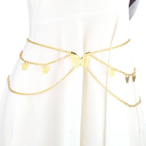 Chaîne de corps multicouche papillon ajouré tendance pour femme, chaîne de taille, bijoux de fête, accessoire décoratif en alliage de zinc - Product Image 2