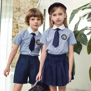 أزياء صيف جديدة قصيرة الأكمام الزي المدرسي 2020 شعبية مخصصة للأطفال عالية الجودة قصيرة الأكمام قميص مجموعة مخصصة OEM ODM