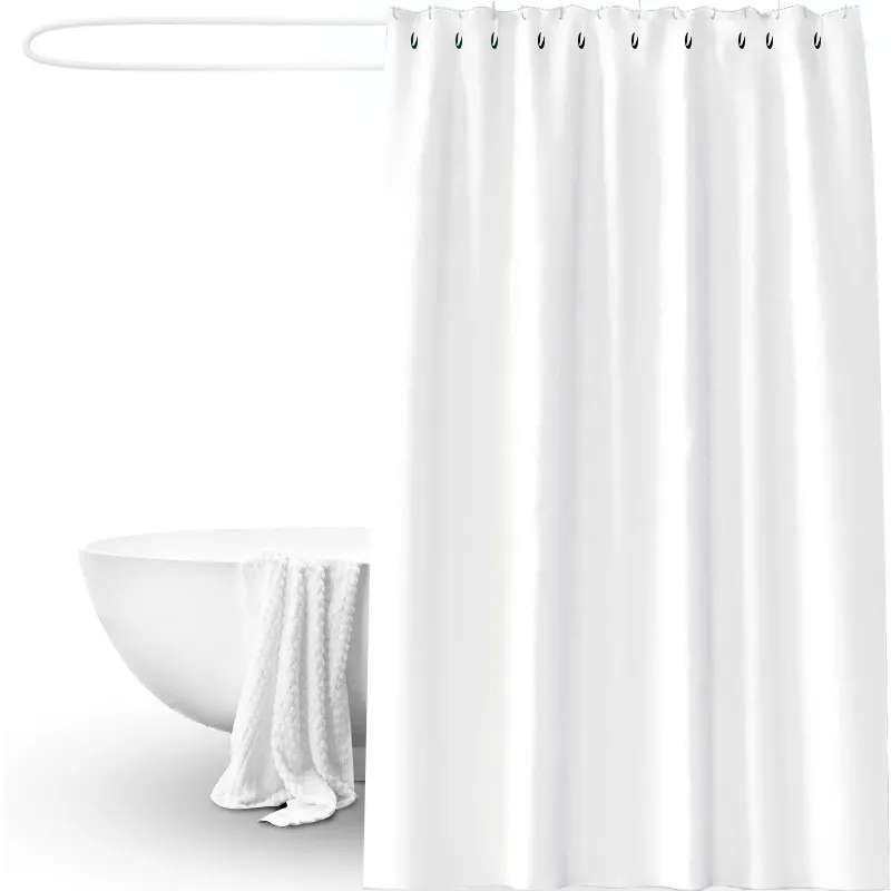 Хит продаж, экологически чистые водонепроницаемые белые душевые шторы PEVA для ванной комнаты