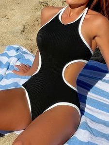 Traje de Baño Entero Acanalado con Cuello Halter para Mujer 2026, con Aberturas Laterales y Relleno, Sexy, para Vacaciones en la Playa - ¡Gran Oferta! - Product Image 1