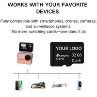 Tarjeta de Memoria Flash Micro TF SD Personalizada con Logotipo de 4GB 8GB 16GB 32GB 64GB 128GB para Teléfono Móvil, Cámara, Dron y Cámara