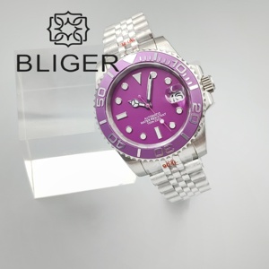 Đồng hồ bliger thiết kế mới màu tím sáng quay số 40mm người đàn ông sang trọng thép không gỉ nh35 Phong Trào Đồng hồ đeo tay cho người đàn ông - Product Image 2