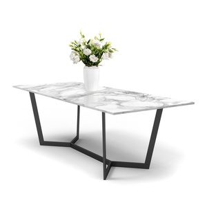 Table en pierre frittée moderne et minimaliste OEM/ODM de haute qualité avec base en chevrons (table design en arêtes de poisson) - Product Image 6