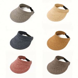 Summer Raffia Straw <b>Sunscreen</b> Straw Hat for Women Casual Empty Top Sports Cap with Visor for Sunshade Straw Hat - Product Image 3