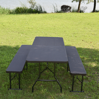 Table de jardin Offre Spéciale 6FT rotin noir pliant robuste restauration extérieur chevalet fête Table pliante en plastique Portable
