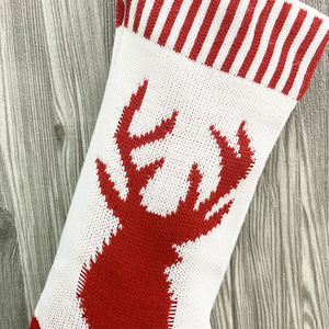 2025 nouveau bas de noël avec motif de renne fil tricoté rouge et blanc pour sac cadeau vente en gros usine <span class=keywords><strong>directe</strong></span> - Product Image 4