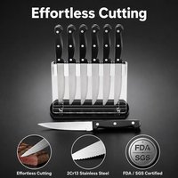 Ensemble de 6 couteaux à steak dentelés en acier inoxydable avec manche en PP pour couper la viande, cuisine à domicile, restaurant, salle à manger