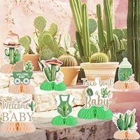 8 Centros de Mesa de Panal de Abeja con Diseño de Cactus para Baby Shower, Centros de Mesa de Suculentas para Fiesta Mexicana, Decoración para Fiesta Temática de Tacos
