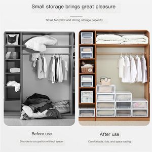 Organizador de Ropa Transparente, Apilable, Plegable, Desmontable, Minimalista, de Plástico Transparente y Grueso, con Cajones, para Venta al Por Mayor - Product Image 5