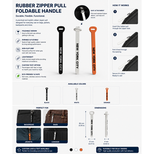 Custom Logo Soft PVC Rubber Zipper <b>Puller</b> Flexible Foldable Handle for Bags Backpacks Jackets Luggage - Product Image 5