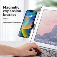 Support magnétique double écran pour ordinateur portable et téléphone – Fixation latérale magnétique double pour téléphone et moniteur d'ordinateur portable – Support d'extension à clipser