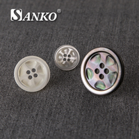 SANKO Logo personnalisé Gunmetal placage écologique Vintage boutons de couture à tige à quatre trous boutons de coquille pour vêtements