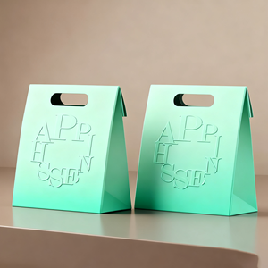 Mango de bolsa de papel reciclado de cartón de marfil de alta calidad de lujo duradero respetuoso con el medio ambiente personalizado - Product Image 2