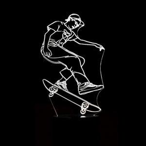 טינול סקייטבורד ילד 3d לילה אור הוביל מגע ספורט שולחן מנורת 3d 7 צבע שינוי usb מקורה התינוק - Product Image 4