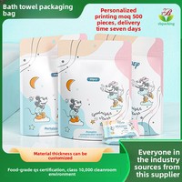 Serviette de bain compressée jetable, bonnet de douche, serviette de visage, bonnet de séchage rapide pour cheveux, emballage en sac auto-scellant à fermeture éclair, savon liquide, couches