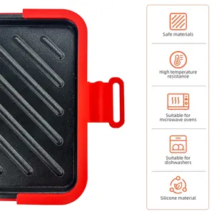 Mini-poêle en silicone pour sandwichs, cuisson rapide et chauffage, utilisation au micro-ondes, bleu, rouge, portable, double face, petit-déjeuner - Product Image 3