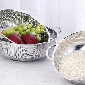 Thickened स्टेनलेस स्टील घने छेद द्विकर्ण बहुउद्देश्यीय टोकरी फल draining तेल draining टोकरी - Product Image 6