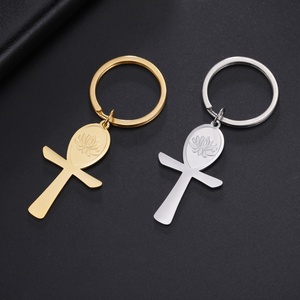 Égypte <span class=keywords><strong>Ankh</strong></span> Croix Lotus Pendentif Porte-clés pour Hommes Femmes Acier Inoxydable Porte-clés Amulette Bijoux Cadeaux - Product Image 5