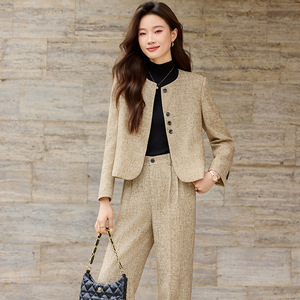 Women's Short Suit <b>Set</b> 2025 New Style Solid Color Polyester <b>Blazer</b> Anti-Wrinkle Casual Suit - Product Image 4