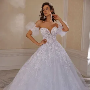 Hot Sell Sexy Sweetheart Princess Wedding Dress 2023 Beading Appliques Lace Up A-Line Bride Dresses Vintage Wedding Gowns