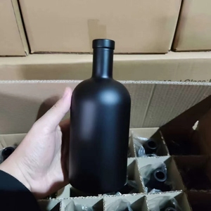Botella de Vidrio para Licores de 200ml, 375ml, 500ml, 750ml con Logotipo Personalizado, Color Negro, para Brandy, Ginebra, Ron, Tequila, Vodka, Whisky, con Tapa de Corcho, Marca <span class=keywords><strong>MSJ</strong></span> - Product Image 2