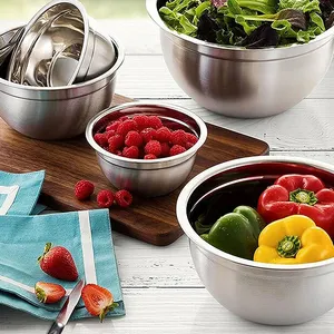 Big Bowl Salad Wholesale Red Lid Mixing Salad Bowls Eco Friendly Stainless Steel Bowl with Lid