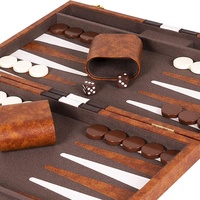 Jeu de backgammon de luxe de 11 pouces, jeu de backgammon en vinyle unisexe avec étui en similicuir noir cousu pour enfants