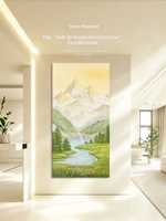 Peinture à l'huile peinte à la main sur toile, paysage haut de gamme, soleil levant, sans cadre, pour entrée, couloir, décoration murale